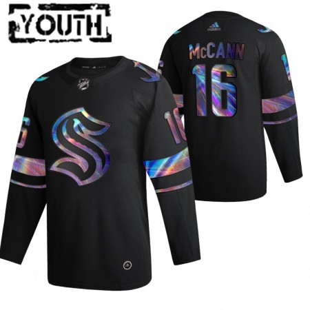 Seattle Kraken Jared McCann 16 2021-22 Iriserend holografisch Zwart Authentic Shirt - Kinderen